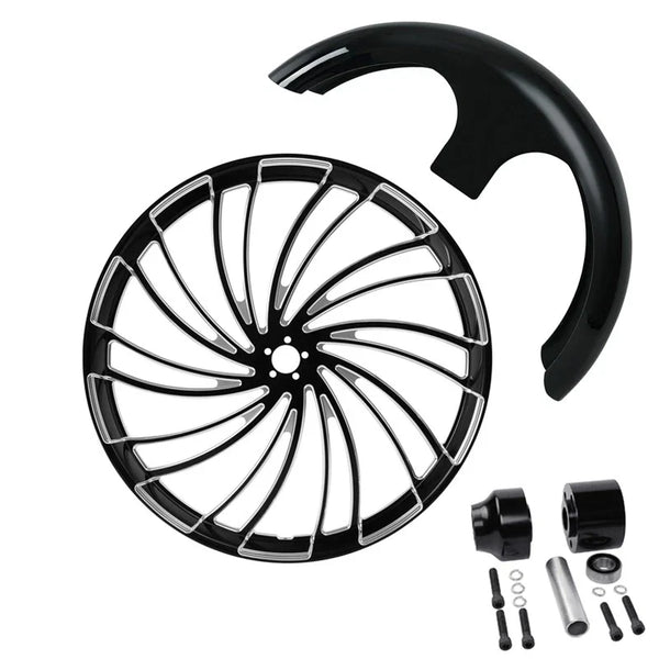 30" Front Wheel Rim Hub Single Disc & Fender Fit For Harley Road Glide 2008-2024