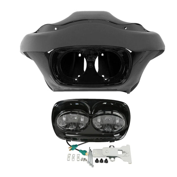 Front Fairing & Dual LED Headlight Assembly Fit For Harley Road Glide Fltr 98-13