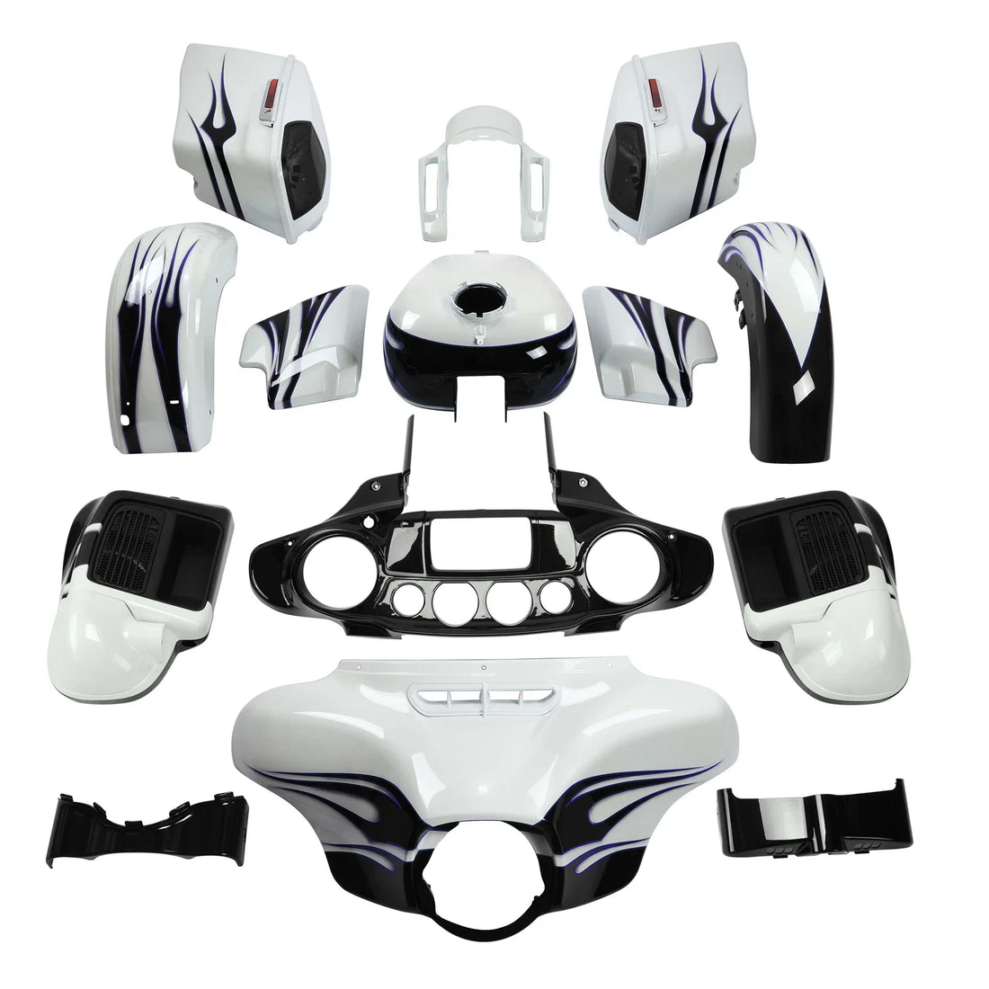 Fairings Fit For Harley Cvo Street Glide 14 White Amethyst Black Licorice Flames