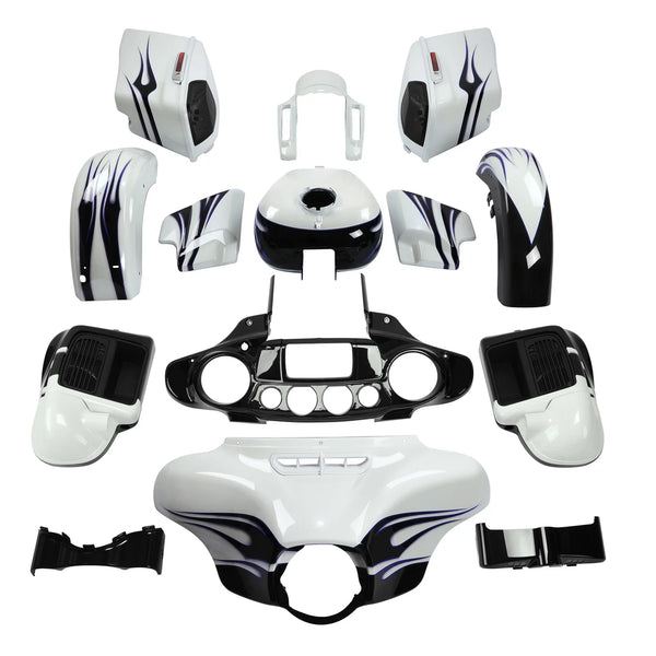 Fairings Fit For Harley Cvo Street Glide 14 White Amethyst Black Licorice Flames