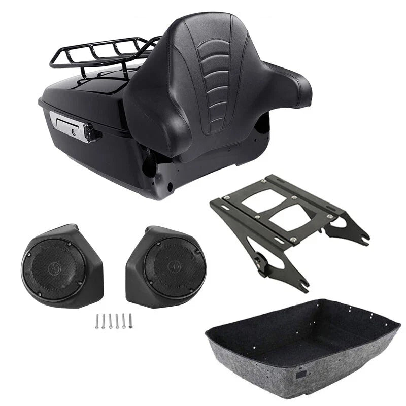 King Trunk Rack Pad Speakers Fit For Harley Touring Street Road Glide 2014-2026