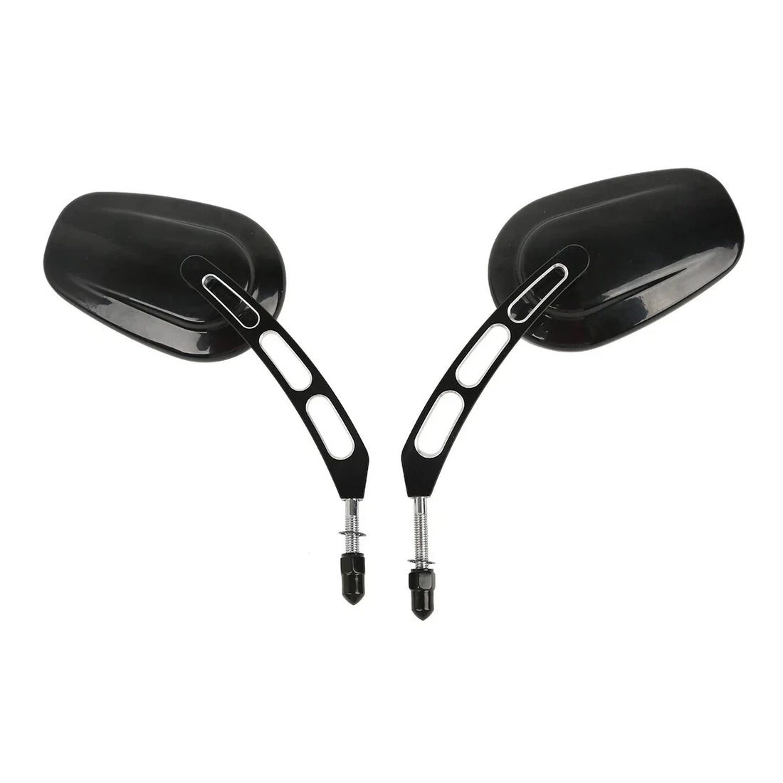 Black 8mm Thread Rear View Mirrors Fit For Harley Softail Slim Dyna Fxdf Fat Boy