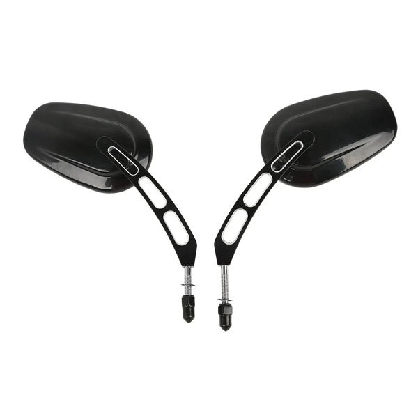 Black 8mm Thread Rear View Mirrors Fit For Harley Softail Slim Dyna Fxdf Fat Boy