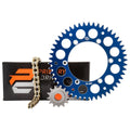 Primary Drive Chain and Sprocket Kit - Aluminum Rear/Gold X-Ring Chain Blue