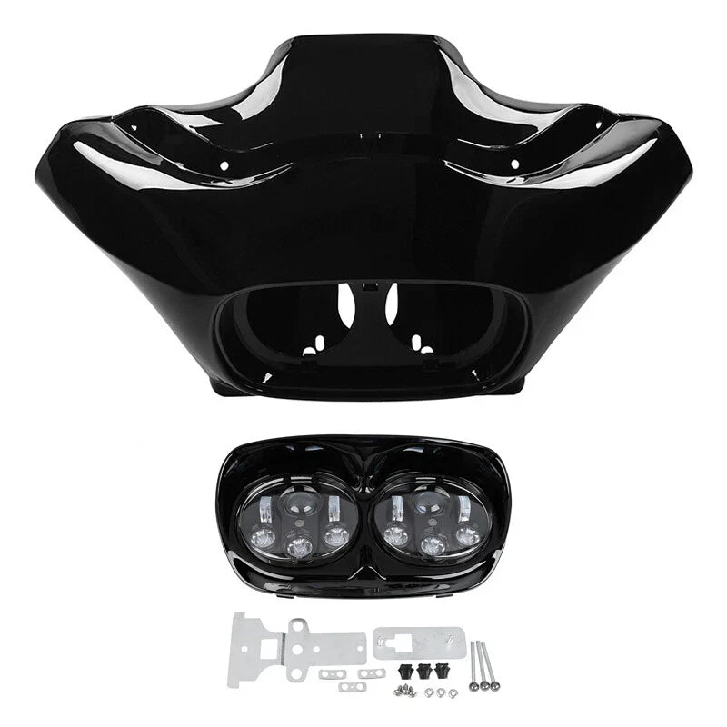 Vivid Black Inner Outer Fairings Dual Headlight Fit For Harley Road Glide 98-13