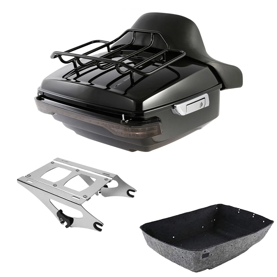 King Trunk Backrest Mount Rack Light Fit For Harley Touring Electra Glide 14-26