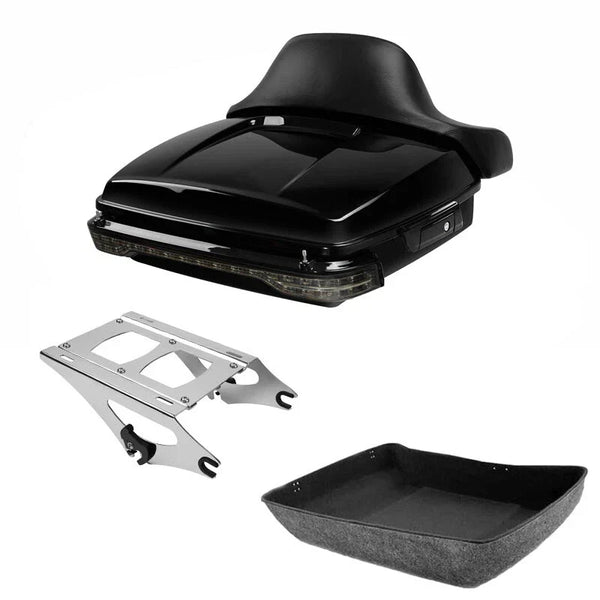 Chopped Trunk Backrest Pad LED Light Mount Rack Fit For Harley Touring 2014-2026