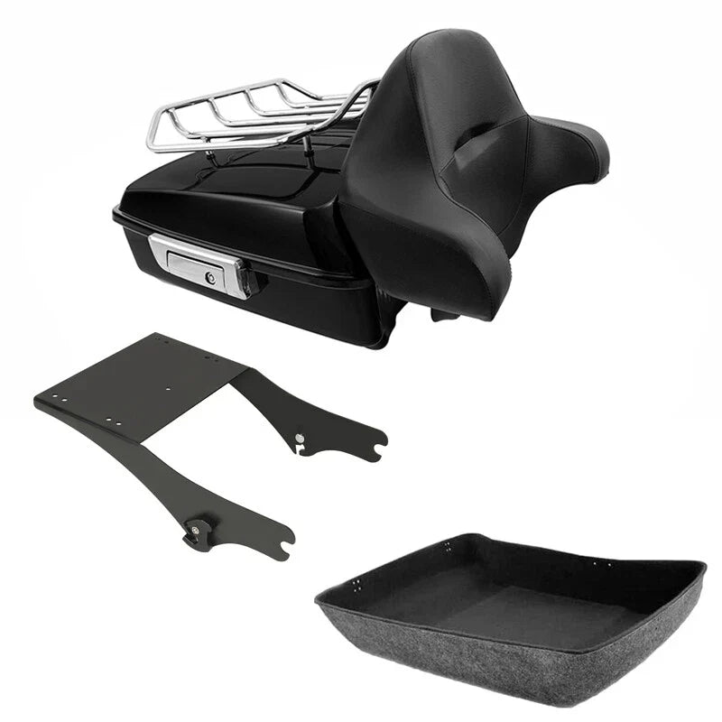 Chopped Trunk Backrest Top Rack Mount Fit For Harley Touring Road King 97-2008
