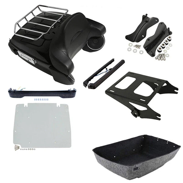 King Trunk Luggage LED Light Speakers Mount Fit For Harley Cvo Road Glide 14-26