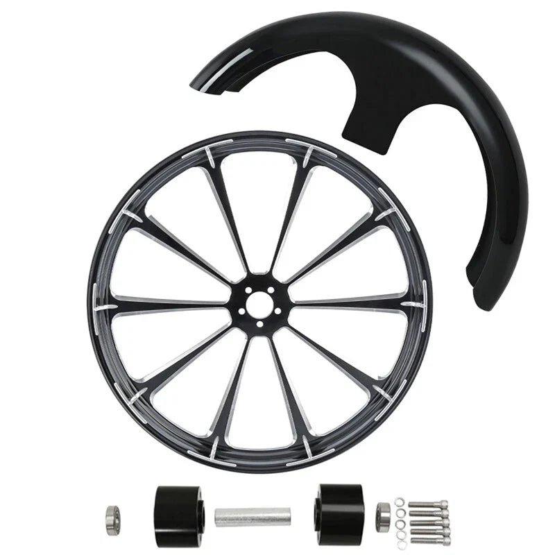 30" Front Wheel Rim & Hub Dual Disc Fender Fit For Harley Street Glide 2008-2024