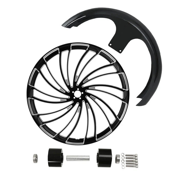 26" Front Wheel Rim Dual Disc Hub Fender Fit For Harley Road Glide ABS 1997-2021