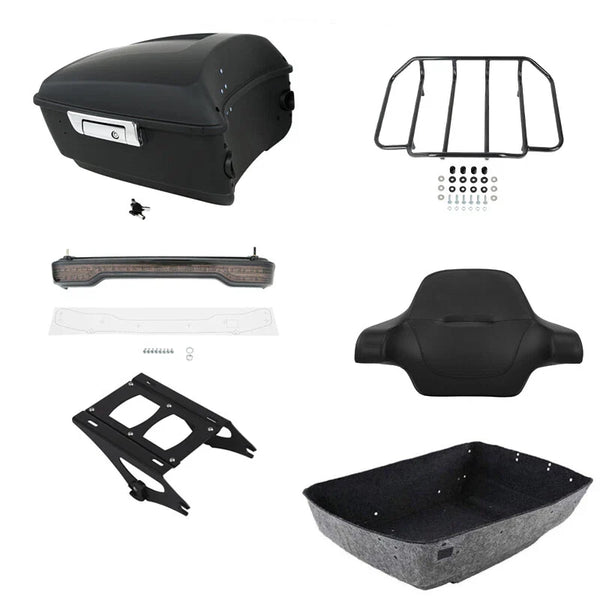 Matte Black King Trunk Pad Rack Light Mount Fit For Harley Cvo Road Glide 14-26