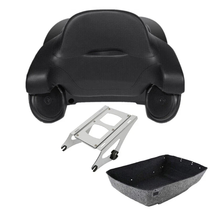 King Trunk Backrest Speakers Mount Rack Fit For Harley Touring Road Glide 14-26