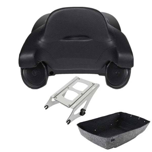 King Trunk Backrest Speakers Mount Rack Fit For Harley Touring Road Glide 14-26
