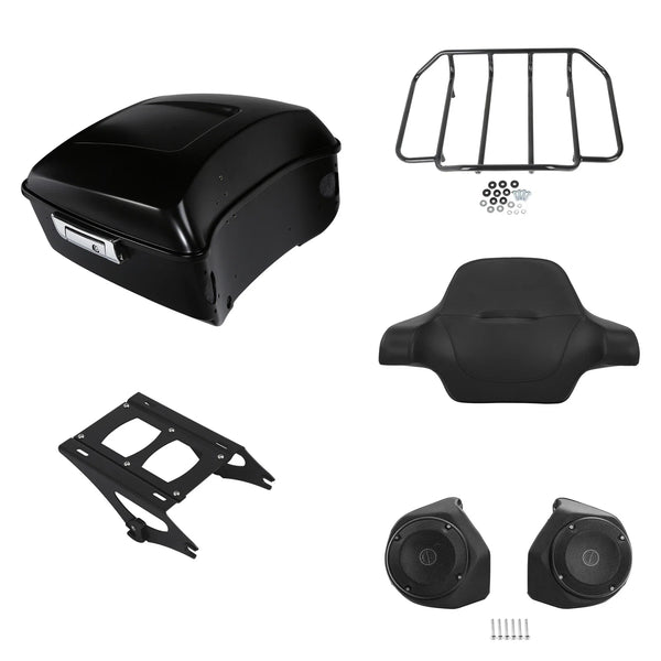 King Trunk Backrest Mount Speakers Fit For Harley Road Glide 14-2026 Black Denim