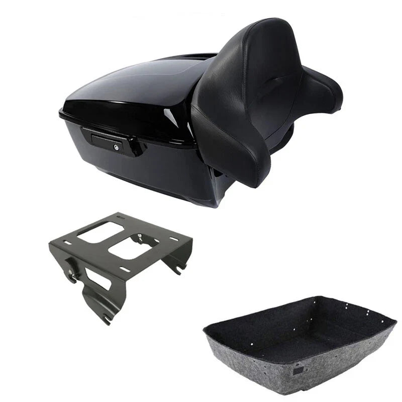 King Trunk Backrest Pad Solo Mount Rack Fit For Harley Touring Road Glide 14-26