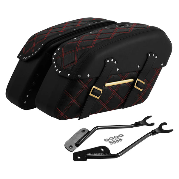 Saddlebags Fit For Harley Softail Fat Boy Breakout 2018-2025 Black+Red