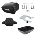Matte Black King Trunk Backrest Two-Up Mount Rack Fit For Harley Touring 97-08