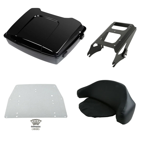 Black Razor Trunk Backrest Rack Plate Fit For Harley Road Glide King 2009-2013