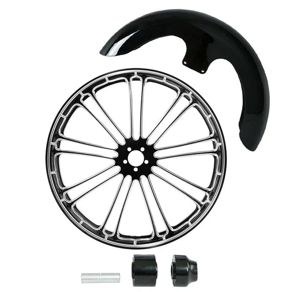 23" 3.5" Front Wheel Rim Single Disc Hub Fender Fit For Harley Road Glide 08-25
