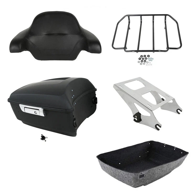 Matte King Trunk Backrest Mount Fit For Harley Touring Road Street Glide 2014-26