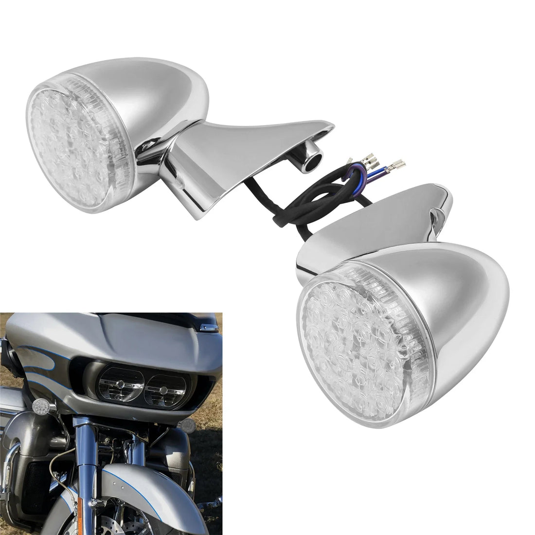 Chrome Front Turn Signal Lights Fit For Harley Touring Road Glide 2015-2024 2023