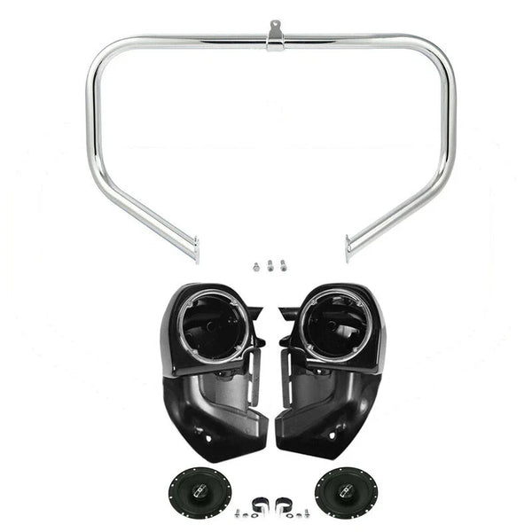 Lower Vented Leg Fairings Speakers Engine Crash Bar Fit For Harley Touring 09-13