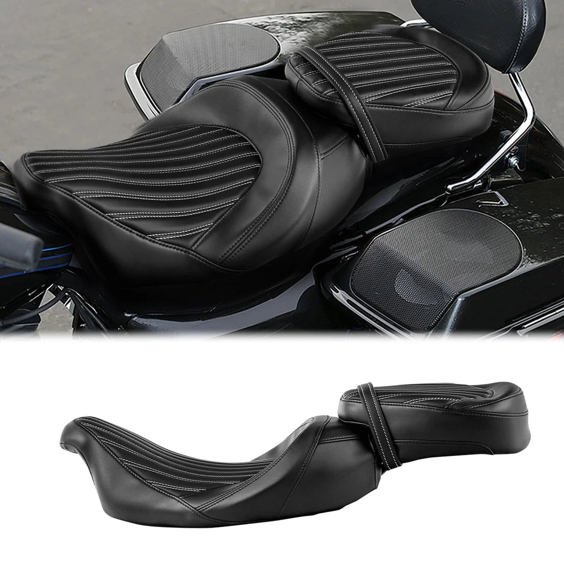 Driver Passenger Low-Profile Seat Fit For Harley Touring Road Glide 09-23