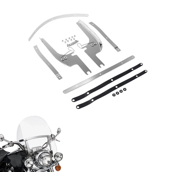 Chrome Windshield Windscreen Bracket Kit Fit For Harley Touring Road King 94-25