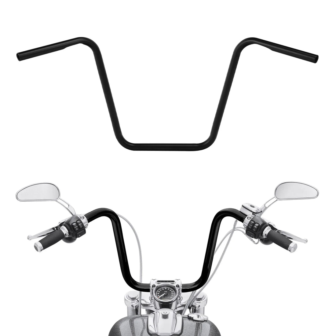 Black 16" Rise 1" Mini Ape Hanger Handlebar Fit For Harley Softail Sportster XL