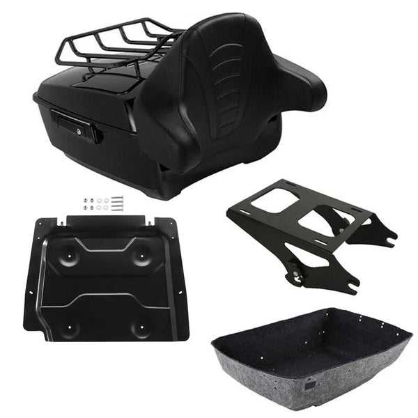 Black King Trunk Backrest Pad Rack Mounting Plate Fit For Harley Touring 2014-26