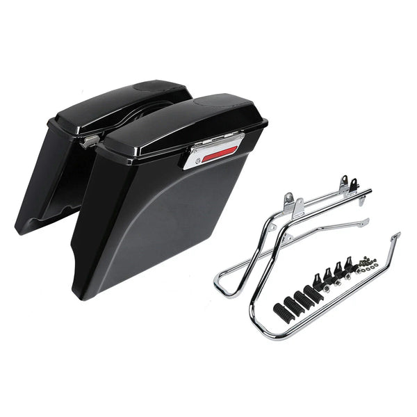 Stretched Hard Saddlebags 5x7" Speaker Lids Bracket Fit For Harley Softail 84-17