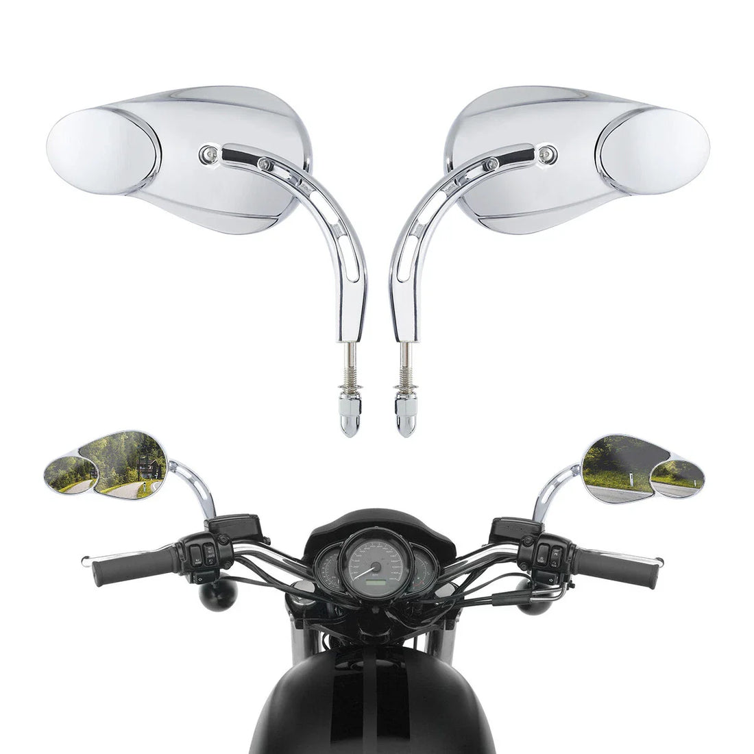 8mm Split Vision Mirrors Fit For Harley Electra Glide Ultra Classic Flhtcu 14-16