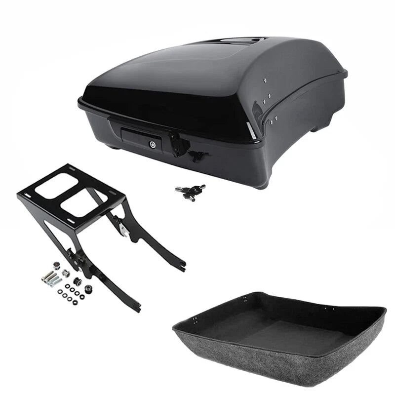 Black Chopped Trunk Luggage Mount Fit For Harley Deluxe Flde Flhc Flhcs 2018-26
