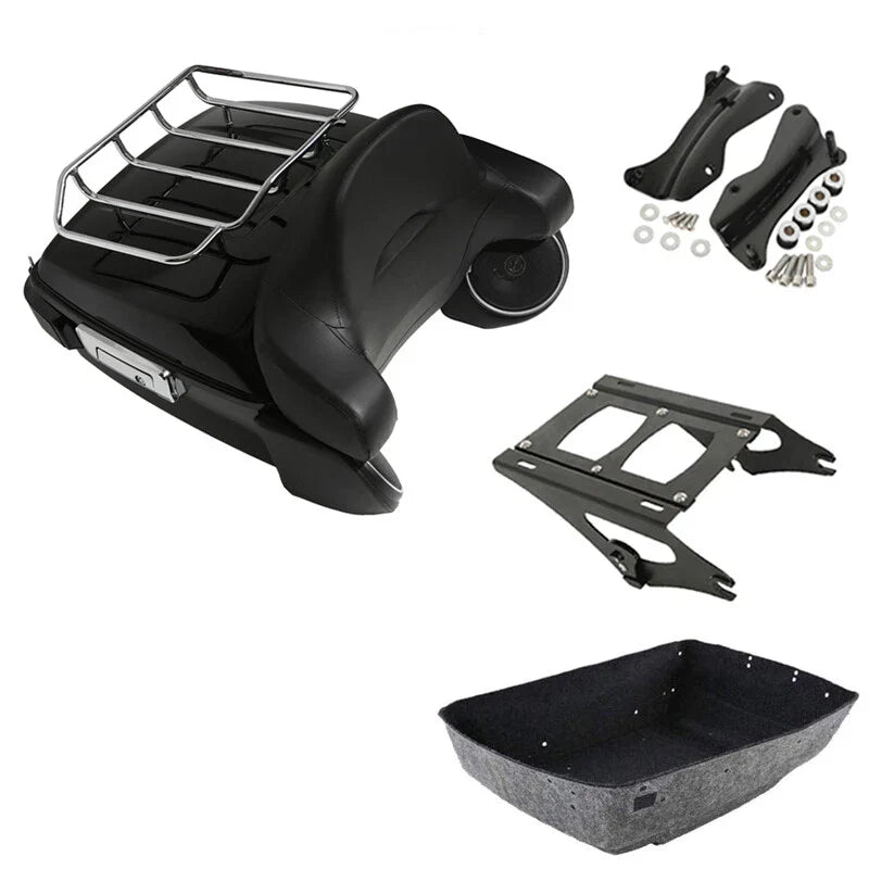King Trunk Backrest Light Rack Speaker Mount Dock Fit For Harley Touring 2014-26