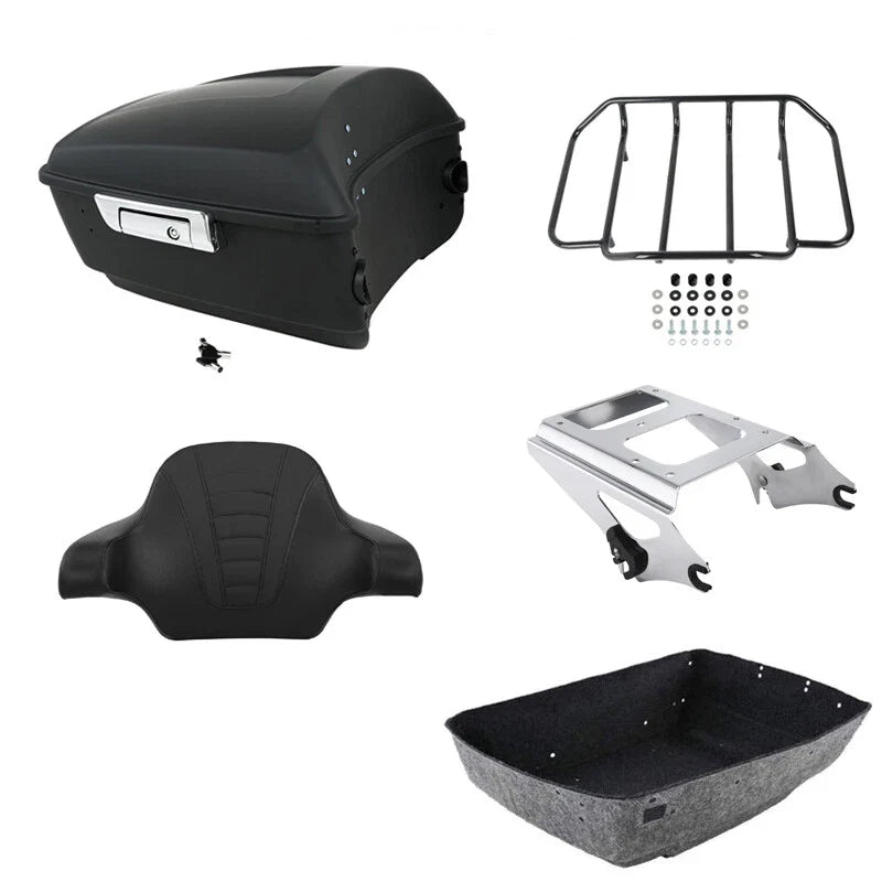 Matte King Trunk Backrest Rack Mount Fit For Harley Touring Electra Glide 09-13
