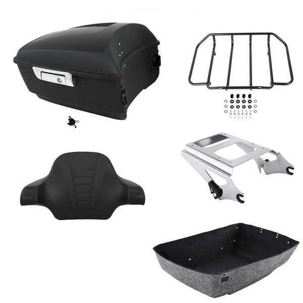 Matte King Trunk Backrest Rack Mount Fit For Harley Touring Electra Glide 09-13