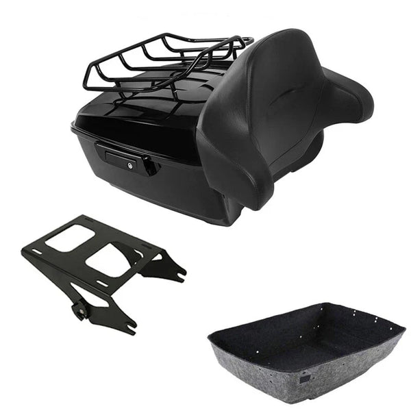 Black King Trunk Pad Rack Mount Fit For Harley Touring Road Street Glide 2014-26