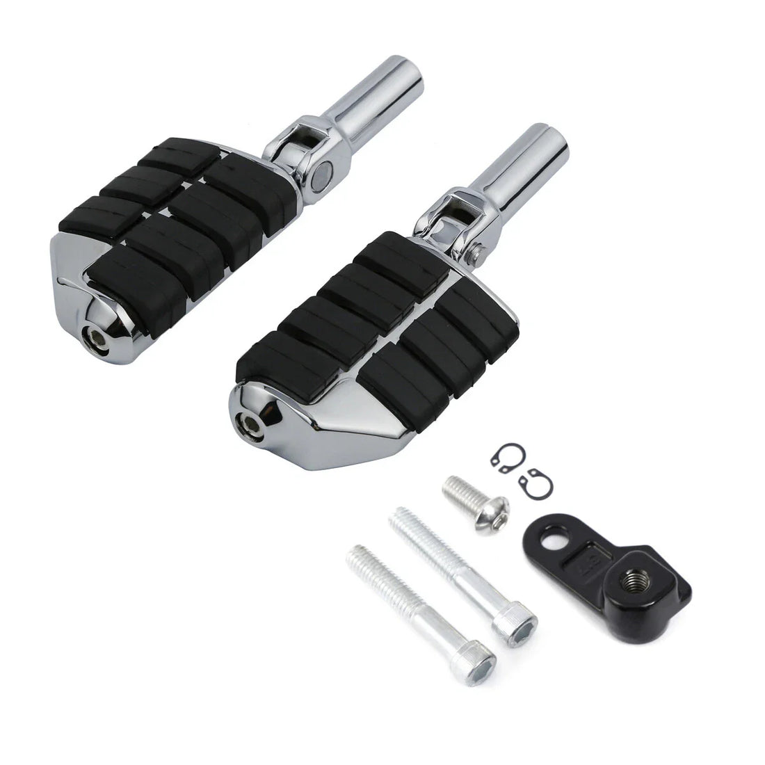 Chrome Rubber Footrests Mount Brackets Fit For Harley Fls 12-17 Rear Passenger