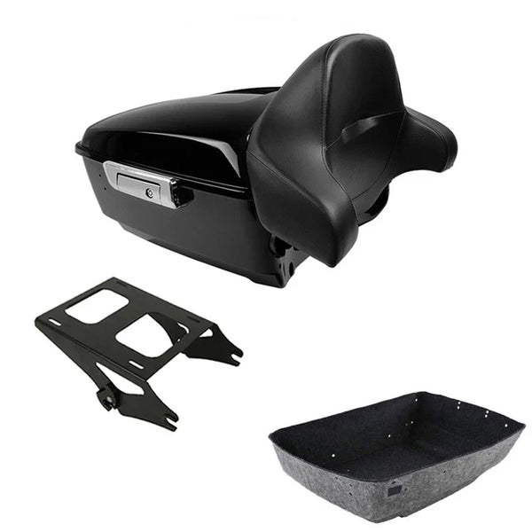 King Tour Trunk Backrest Pad Mount Rack Fit For Harley Touring Road Glide 14-26