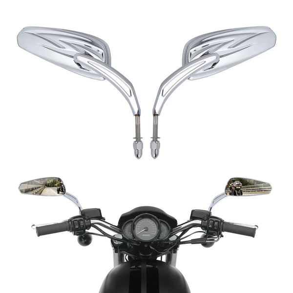 8mm Rear View Side Mirrors Fit For Harley Touring Road Glide Sportster
