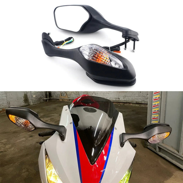 Fold Rearview Mirrors & Turn Signals LED For Honda CBR1000RR 2008-2016 Clear