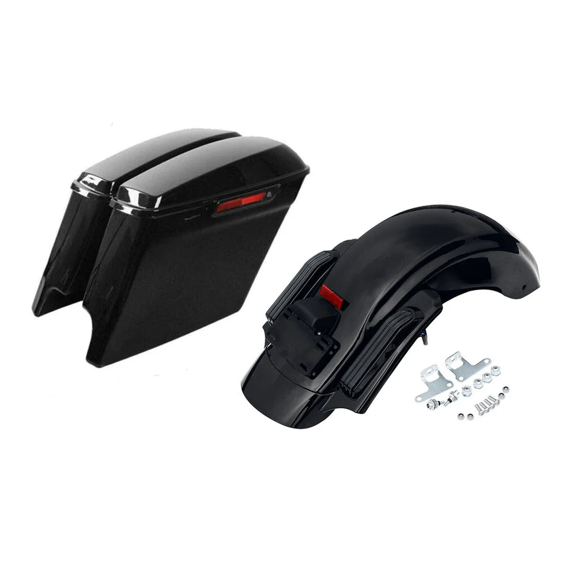 Vivid Black 5" Stretched Saddlebag Rear Fender Fit For Harley Touring Cvo 14-24