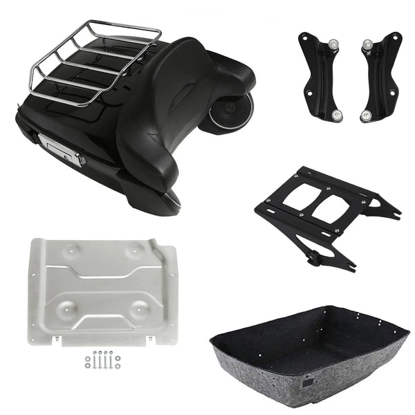 King Trunk Backrest Light Speakers Mount Rack Plate Fit For Harley Touring 14-26