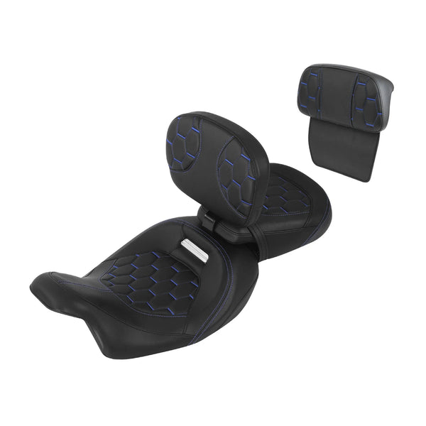 Driver Passenger Seat + Backrest Pad Fit For Harley Electra Street Glide 14-23