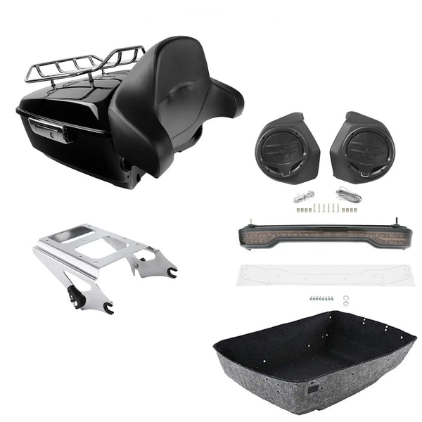 King Trunk Backrest Tail Light Rack Speakers Fit For Harley Road Glide 2009-2013