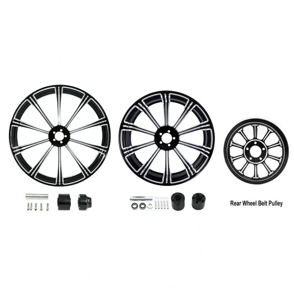 26" Front & 18" Rear Wheel Rims Hub Belt Pulley Sprocket Fit For Harley Touring