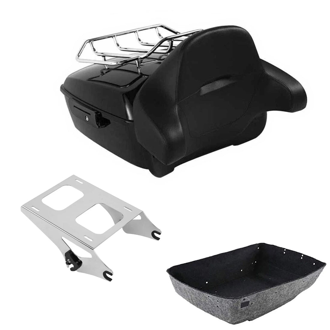 King Trunk Wrap Around Backrest Pad Rack Mount Fit For Harley Touring 2014-2026