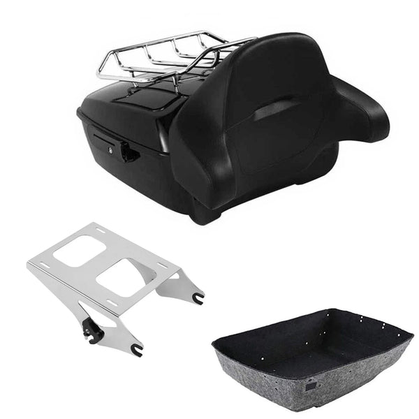 King Trunk Wrap Around Backrest Pad Rack Mount Fit For Harley Touring 2014-2026