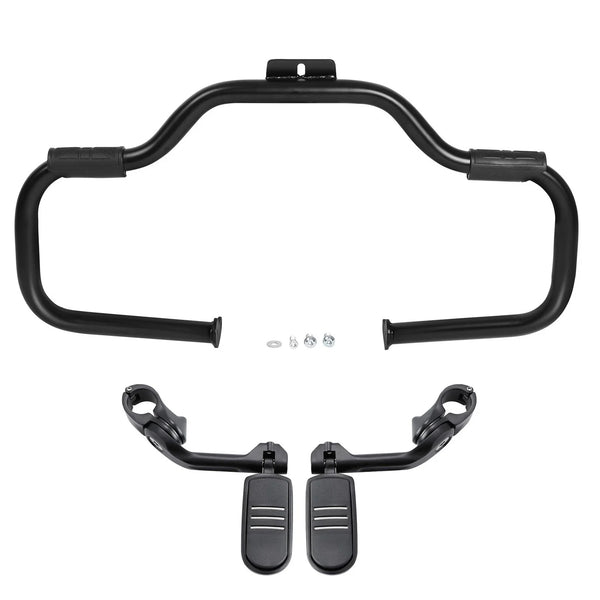 Matte Black Mustache Engine Guard Footpegs Mount Fit For Harley Softail 2000-17
